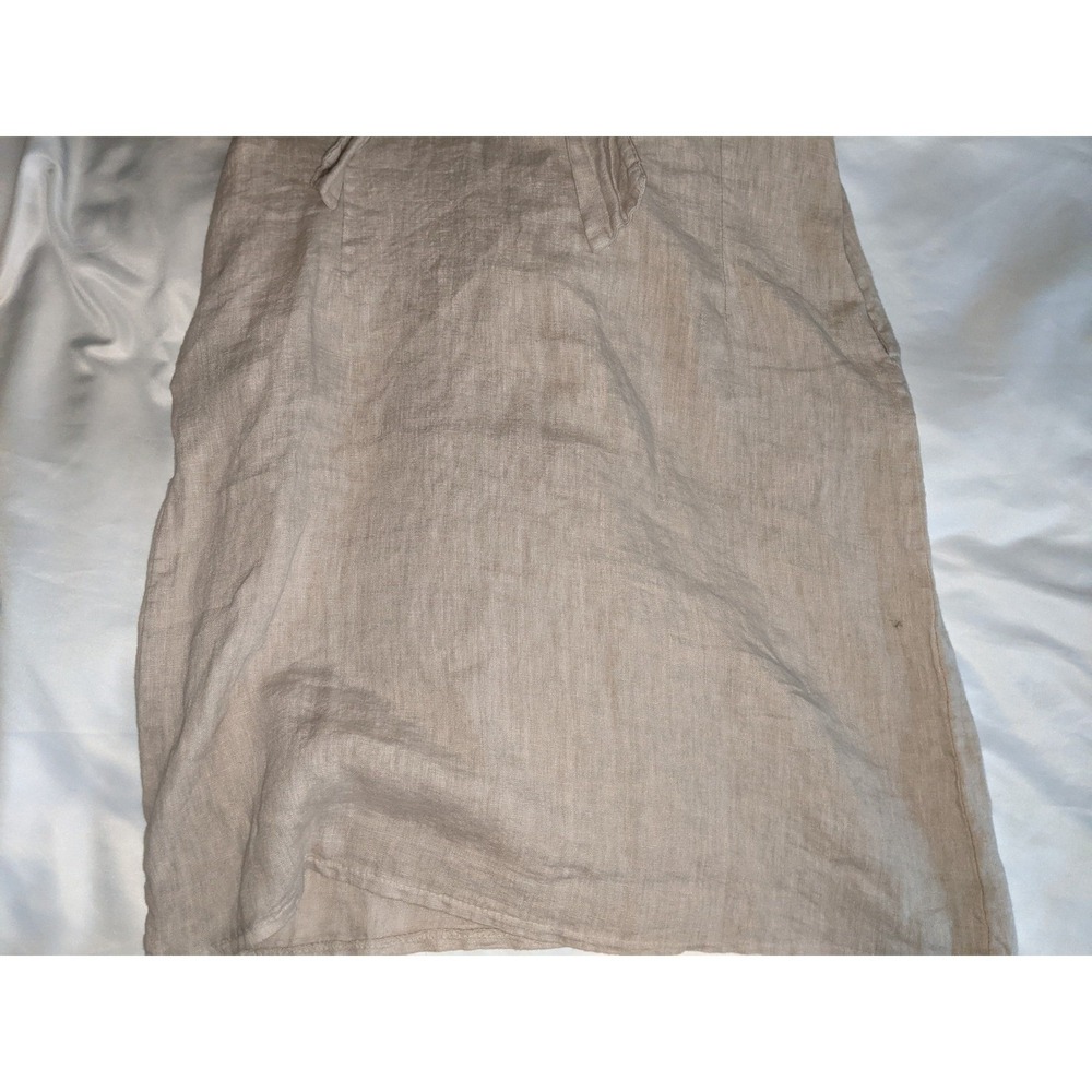Stella Martini Italy Womens Linen Shift Dress Beige Tie Neck Sleeveless Art A211 - Picture 11 of 16